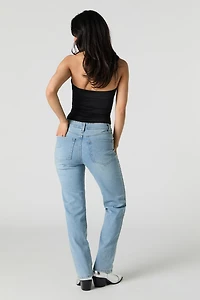 Rhinestone Fringe Pocket Straight Leg Jean
