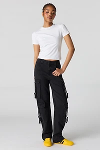 Low Rise Denim Cargo Strap Jean