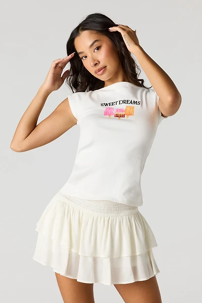 Minijupe-short volantée smockée