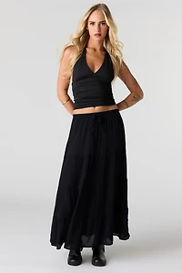 Crinkled Tiered Maxi Skirt