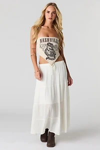 Jupe maxi volantée froissée