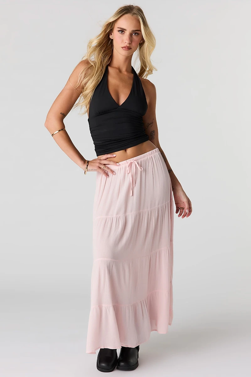Crinkled Tiered Maxi Skirt