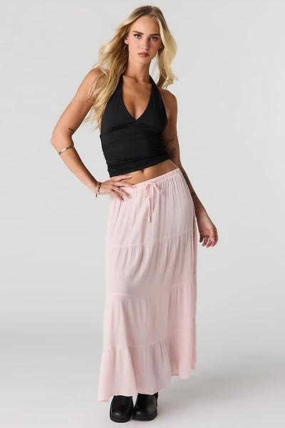 Crinkled Tiered Maxi Skirt