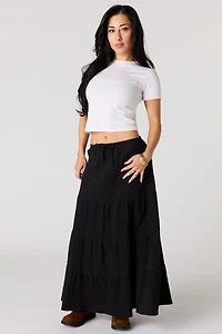 Crinkled Tiered Maxi Skirt