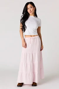 Crinkled Tiered Maxi Skirt