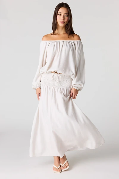 Jupe maxi en mélange de llin