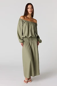 Linen-Blend Maxi Skirt