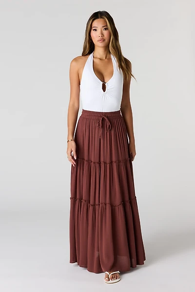 Ruffle Trim Maxi Skirt