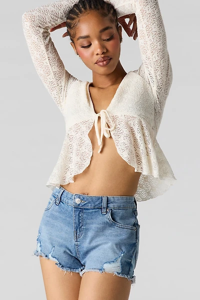 Low Rise Ripped Denim Short