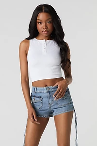 Short cargo en denim avec attaches latérales