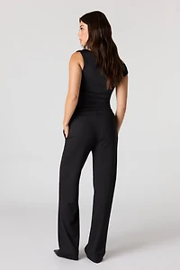 Drawstring Wide Leg Dress Pant