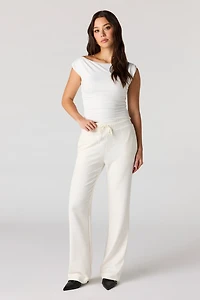 Drawstring Wide Leg Dress Pant