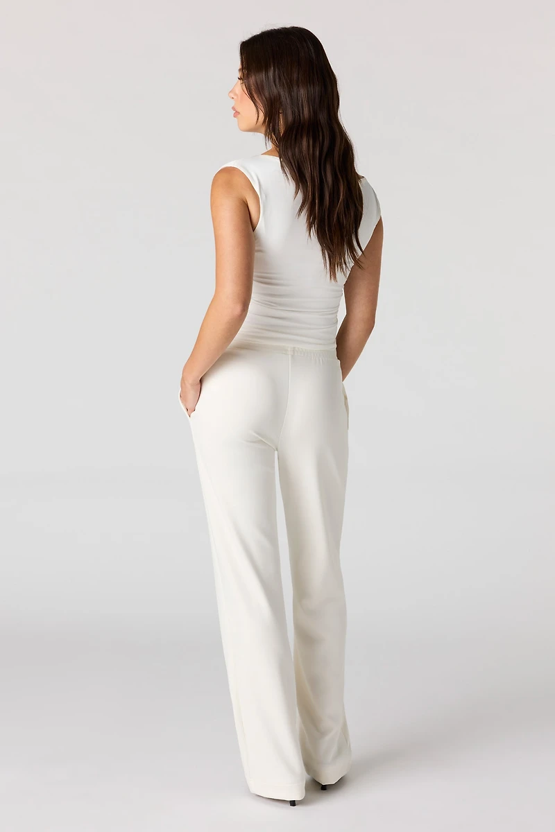 Drawstring Wide Leg Dress Pant