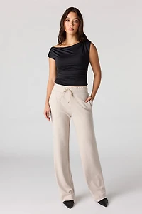 Drawstring Wide Leg Dress Pant