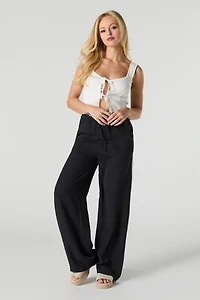 Side Striped Drawstring Wide Leg Pant