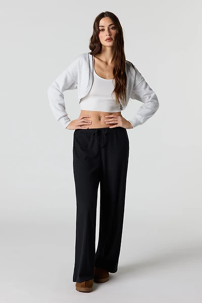 Soft Ribbed Drawstring Wide Leg Pant