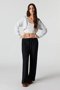 Soft Ribbed Drawstring Wide Leg Pant