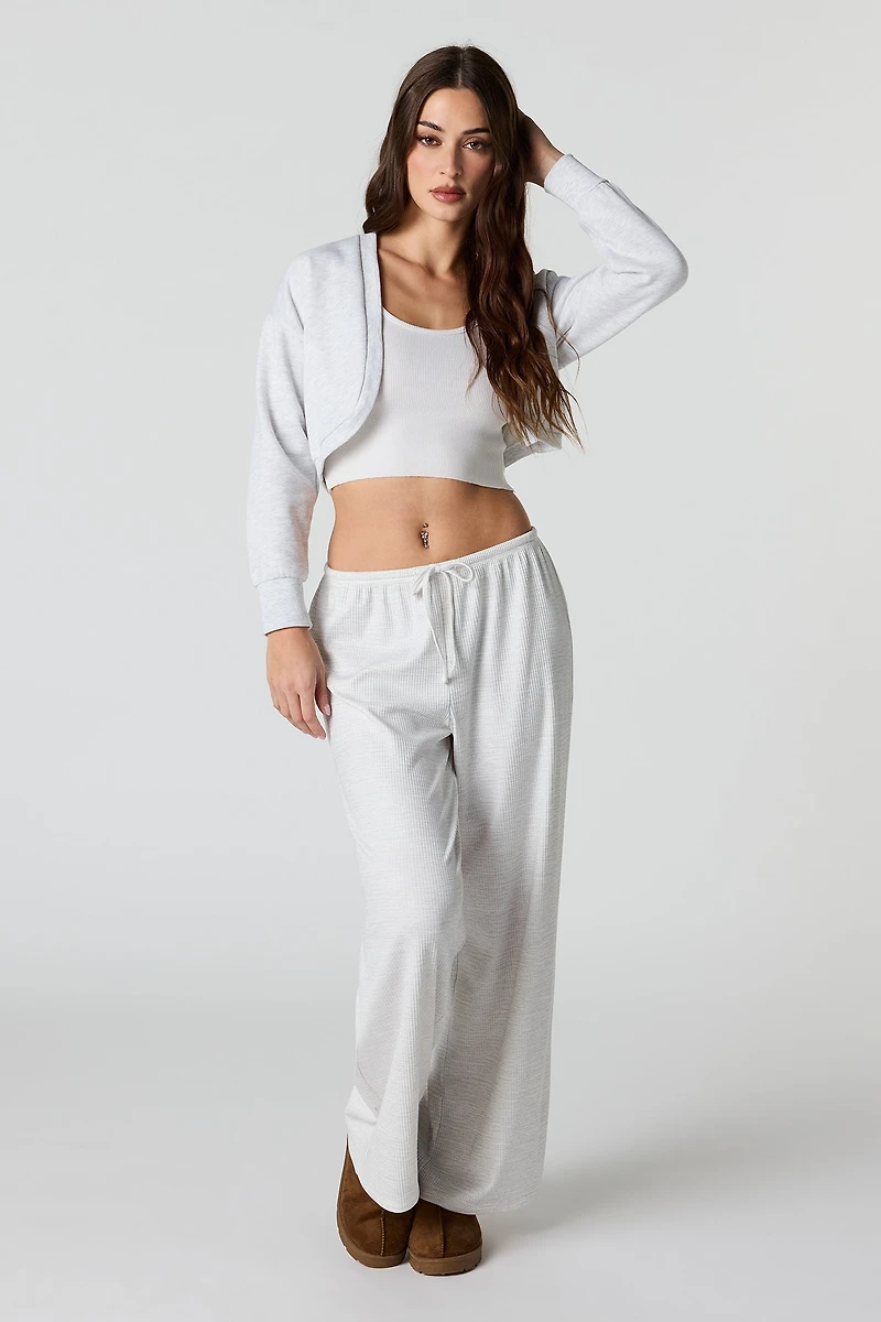 Soft Ribbed Drawstring Wide Leg Pant