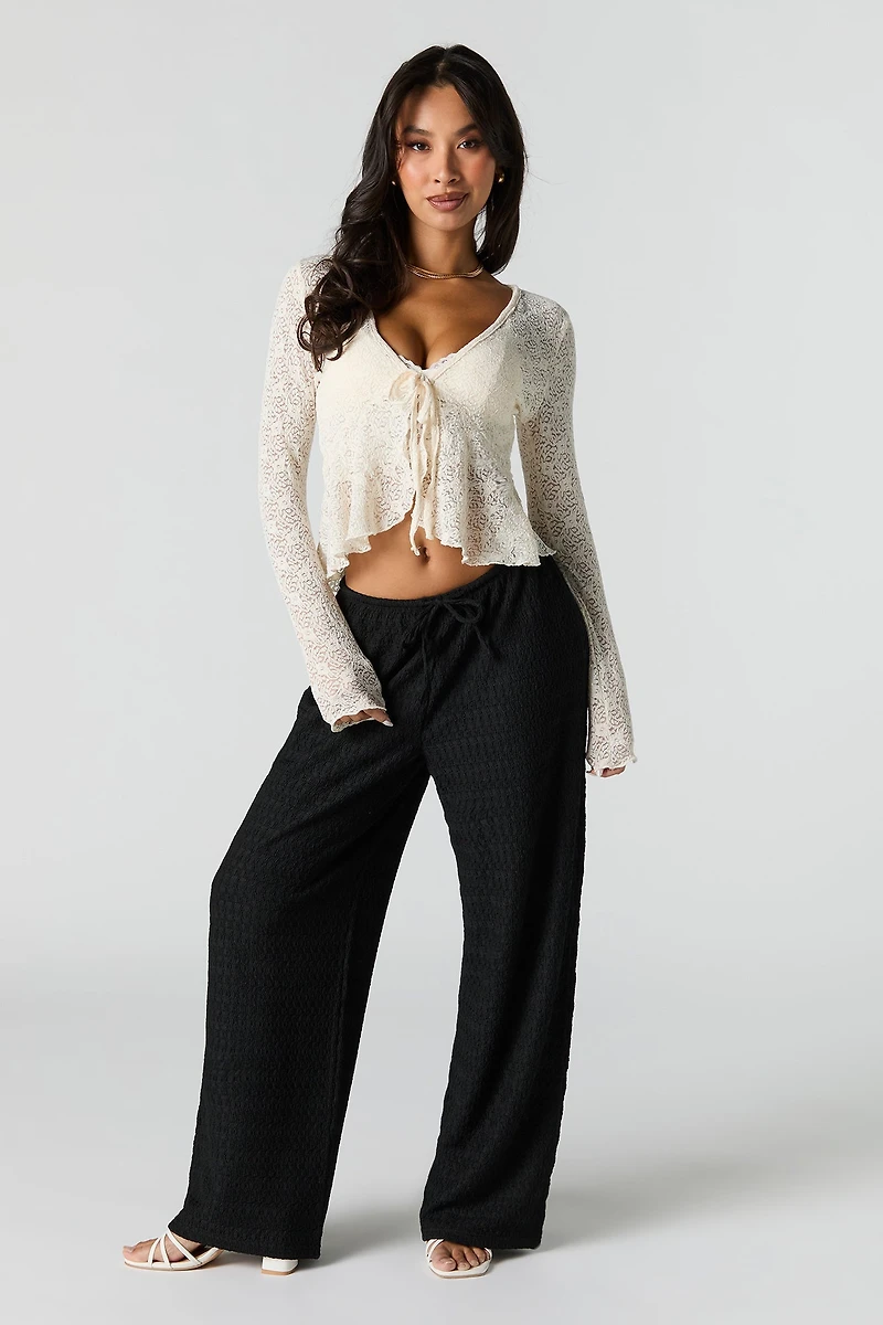 Pantalon en tricot texturé à jambe large