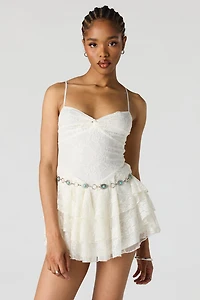 Combi-short volanté en dentelle