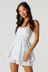 Floral Eyelet Tiered Romper