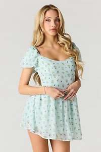 Floral Ditsy Print Chiffon Romper