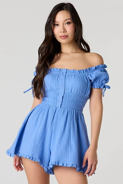 Textured Off Shoulder Romper