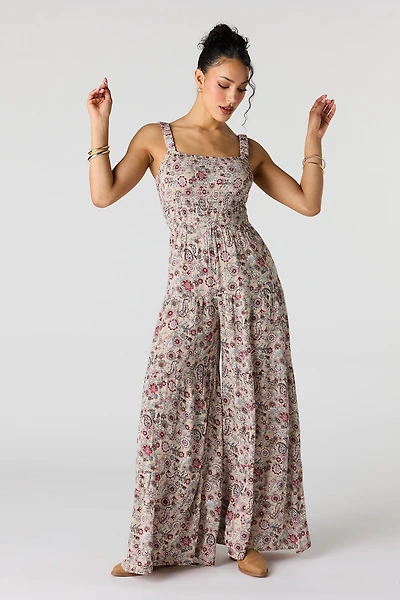 Textured Wide Leg Jumpsuit