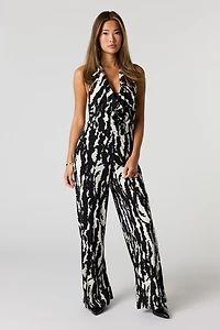 Halter Cowl Neck Wide Leg Jumpsuit