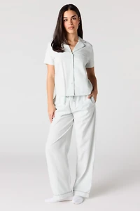 Striped Button-Up Top & Pant Pajama Set