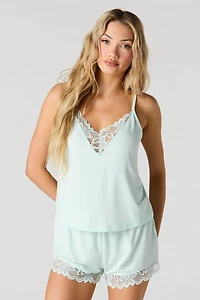 Lace V-Neck Tank & Short Pajama Set