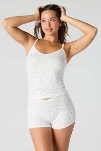 Pointelle Printed Tank & Short Pajama Set