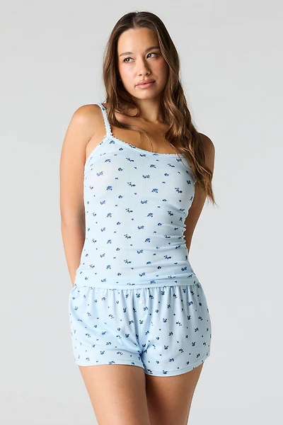 Pointelle Printed Tank & Short Pajama Set