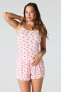 Pointelle Printed Tank & Short Pajama Set
