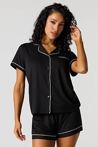 Soft Button-Up Top & Short Pajama Set