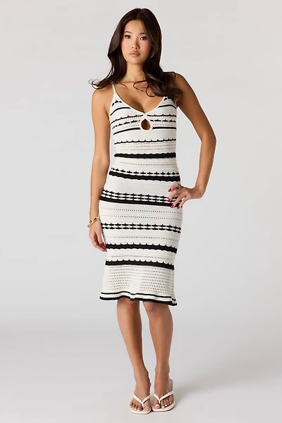 Crochet Keyhole Cut-Out Midi Dress