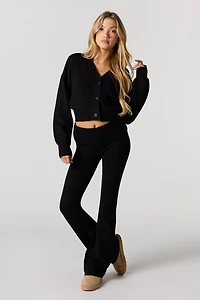 Cozy Knit Foldover Waist Flare Pant
