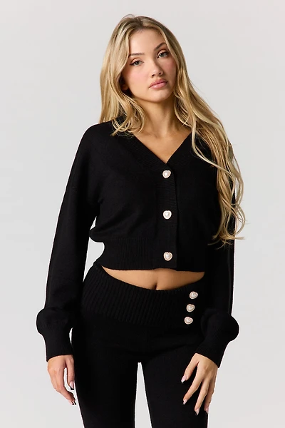 Cozy Knit V-Neck Button-Up Cardigan