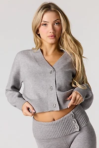 Cardigan boutonné en tricot confortable à encolure V