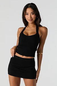 Minijupe-short en tricot côtel