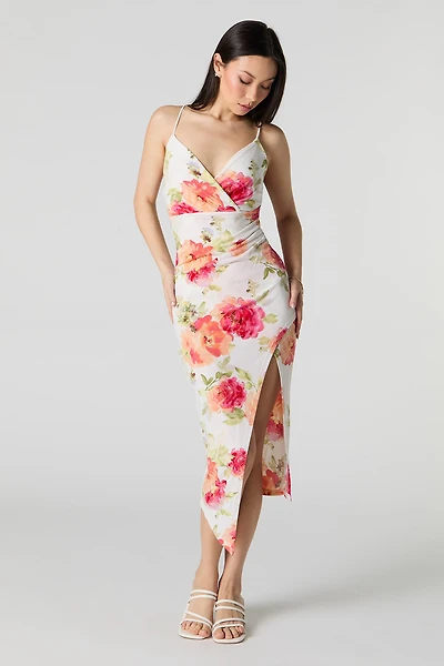 Robe midi asymétrique à surplis