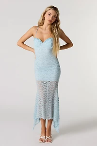 Lace Bustier Asymmetrical Midi Dress