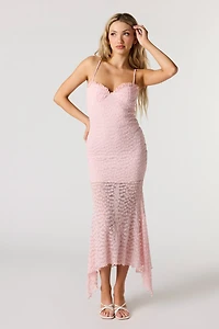 Lace Bustier Asymmetrical Midi Dress