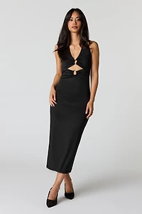 Contour Metal O-Ring Midi Halter Dress