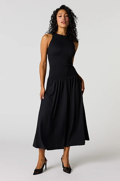 Smocked Drop Waist Maxi Dress