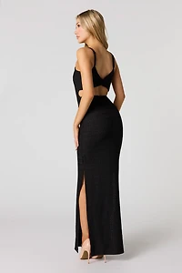 Robe maxi texturée à encolure dégagée