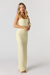 Robe maxi texturée à encolure dégagée