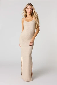 Robe maxi texturée à encolure dégagée