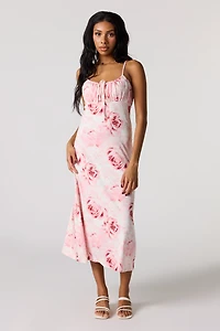 Soft Floral A-Line Midi Dress