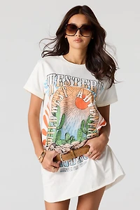 Western Graphic Rhinestone T-Shirt Dress